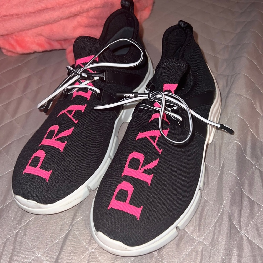 Prada Black/Pink Xy Knit Sneakers